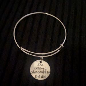 Silver Expandable Bracelet with Charm